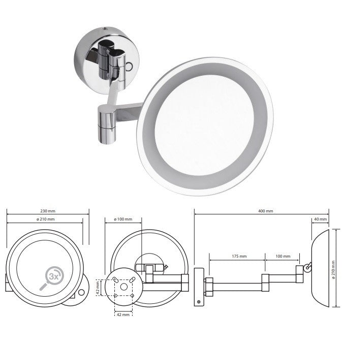 Bemeta Oglinda cosmetica cu 2xLED si touch sensor, Ø20 cm