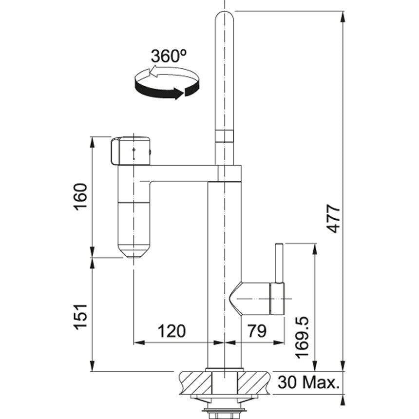 Franke Vital Baterie bucatarie cu sistem de filtrare apa, crom
