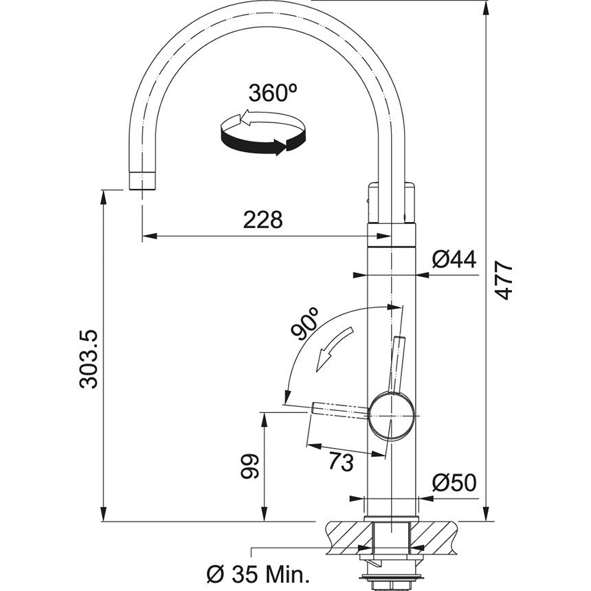 Franke Vital Baterie bucatarie cu sistem de filtrare apa, crom