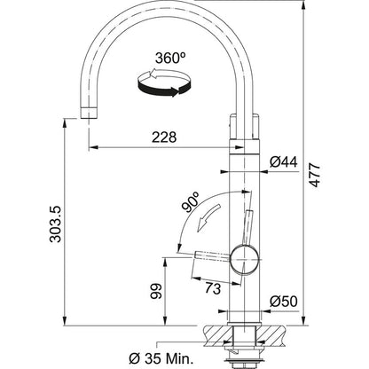 Franke Vital Baterie bucatarie cu sistem de filtrare apa, crom
