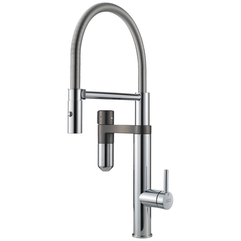 Franke Vital Baterie bucatarie monocomanda cu dus extractibil si sistem de filtrare apa, crom