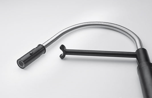 Franke Vital Baterie bucatarie monocomanda cu dus extractibil si sistem de filtrare apa, crom/negru mat