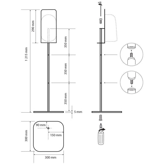 Bemeta Hotel Dozator dezinfectant cu senzor si suport freestanding 1100 ml