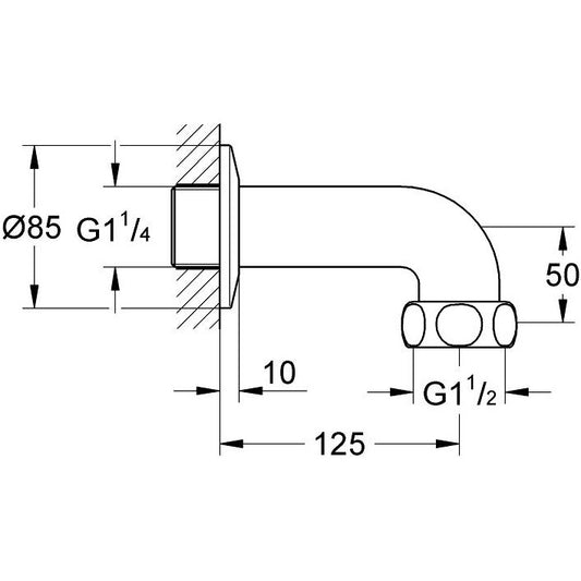 Grohe Racord in perete 1 1/4'