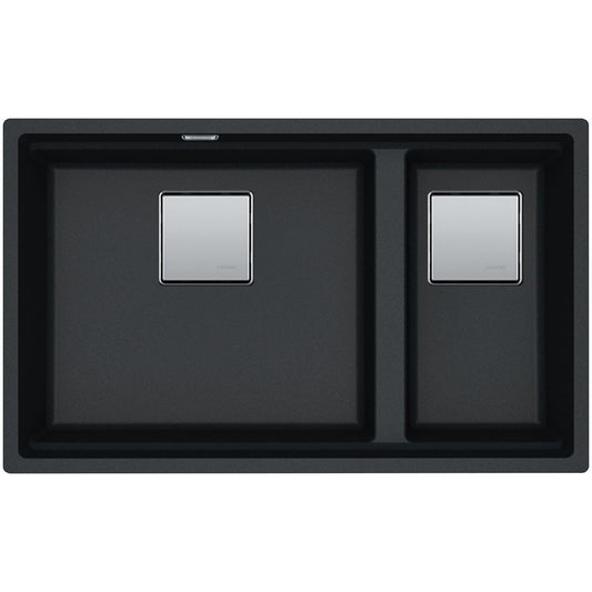 Franke Kubus 2 Sottotop KNG 120 Chiuveta bucatarie granit cu 2 cuve 76x46 cm, negru (nero)