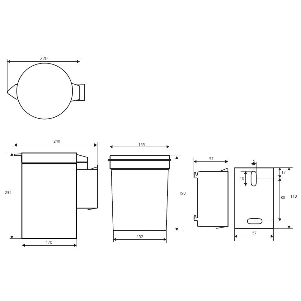 Bemeta Hotel Cos de gunoi cu montaj pe perete 3 litri, inox