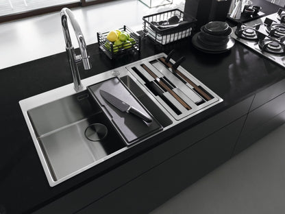Franke Box Center BWX 220-54-27 Chiuveta bucatarie inox satinat cu accesorii, 86x51 cm
