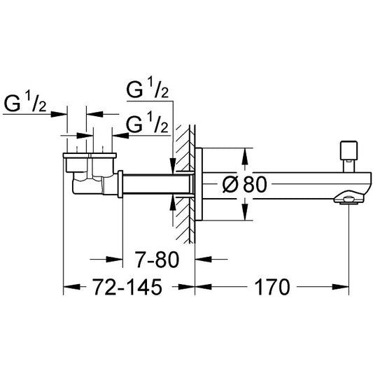 Grohe Eurosmart Cosmopolitan Pipa cada cu divertor