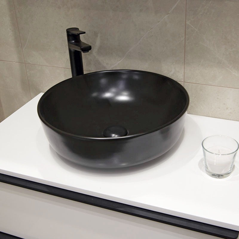 Lavoar baie pe blat Fluminia Amereta Ø41 cm, negru mat