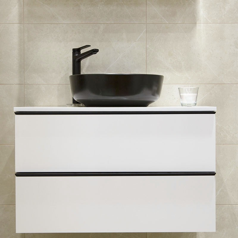 Lavoar baie pe blat Fluminia Amereta Ø41 cm, negru mat