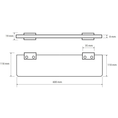 Bemeta Nero Polita din sticla 60 cm, negru