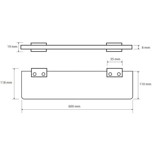 Bemeta Nero Polita din sticla 60 cm, negru