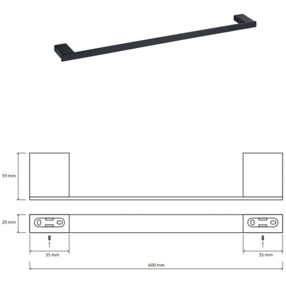 Bemeta Nero Suport prosop baie tip bara 60 cm, negru