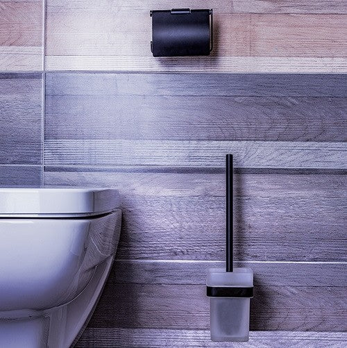 Bemeta Nero Perie WC cu suport din sticla, negru