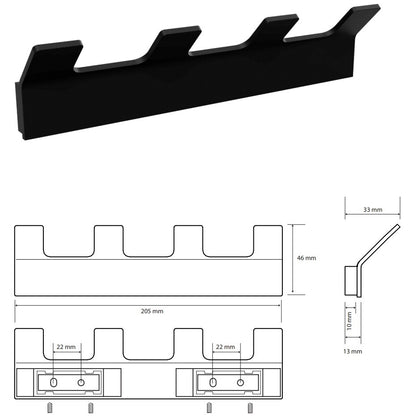 Bemeta Nero Cuier baie cu 4 brate, 20.5 cm, negru