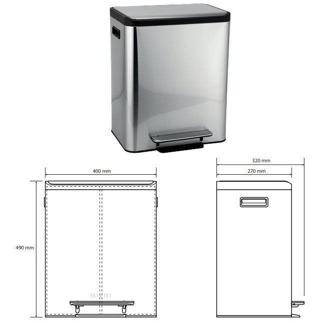 Bemeta Hotel Cos gunoi dublu cu capac soft close 2x15 l, inox mat