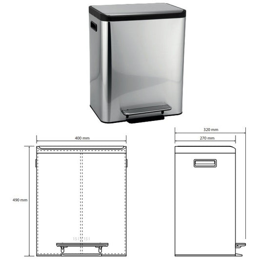 Bemeta Hotel Cos gunoi dublu cu capac soft close 2x15 l, inox mat