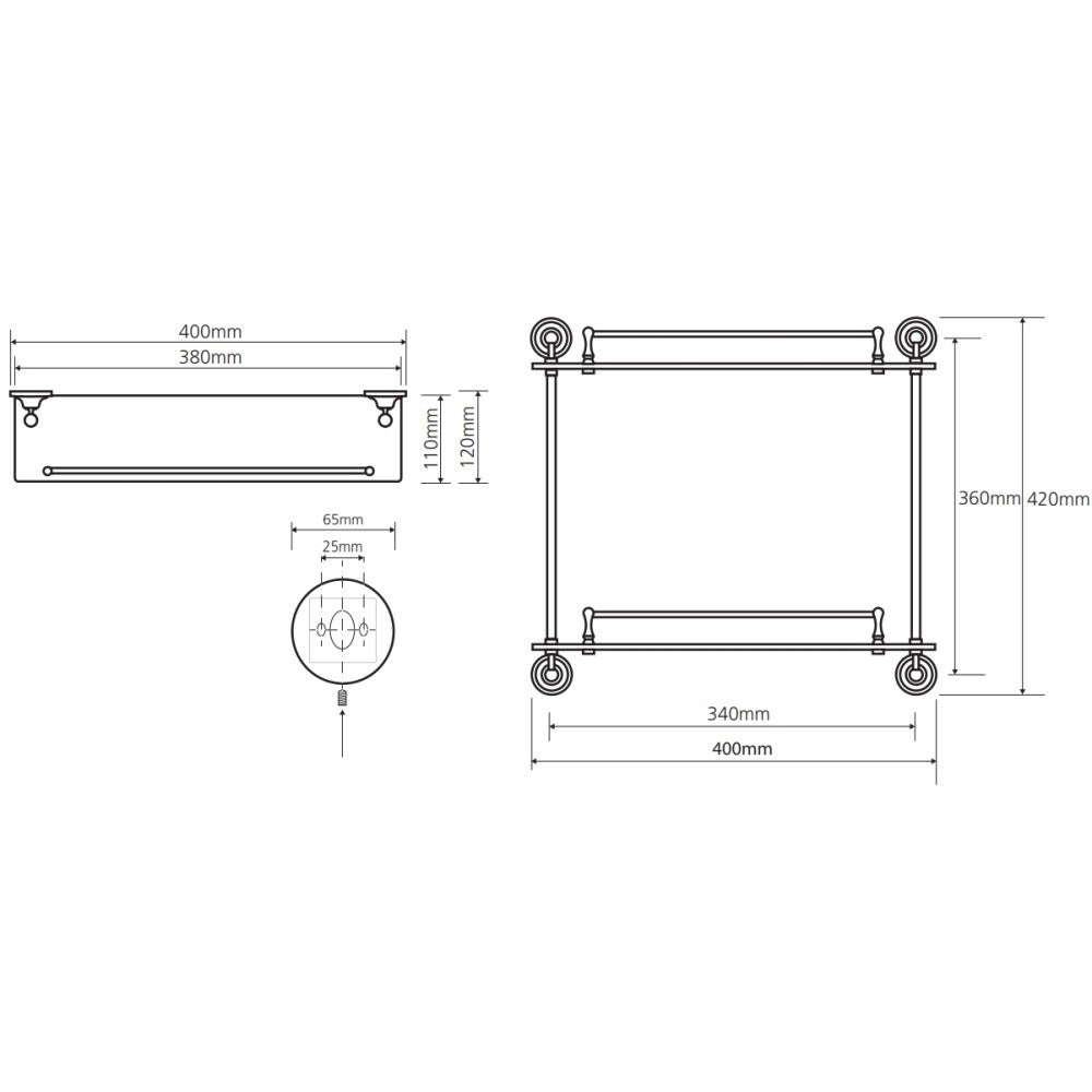 Bemeta Retro Polita dubla din sticla, auriu/crom