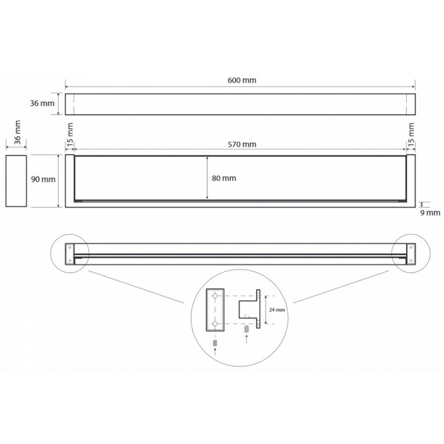 Bemeta Gamma Polita de sticla 60 cm, margine crom mat