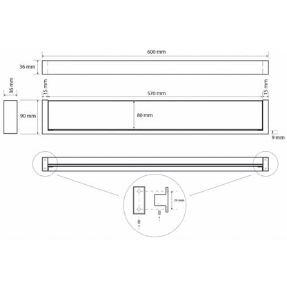 Bemeta Gamma Polita de sticla 60 cm, margine crom mat