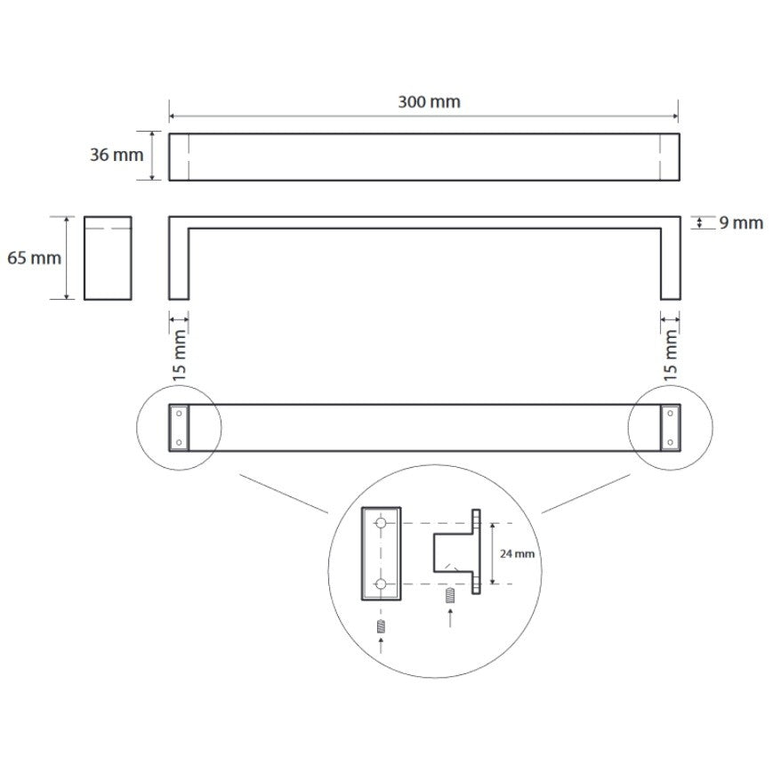 Bemeta Gamma Suport prosop baie tip bara 30 cm, inox, inox