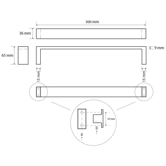 Bemeta Gamma Suport prosop baie tip bara 30 cm, inox, inox