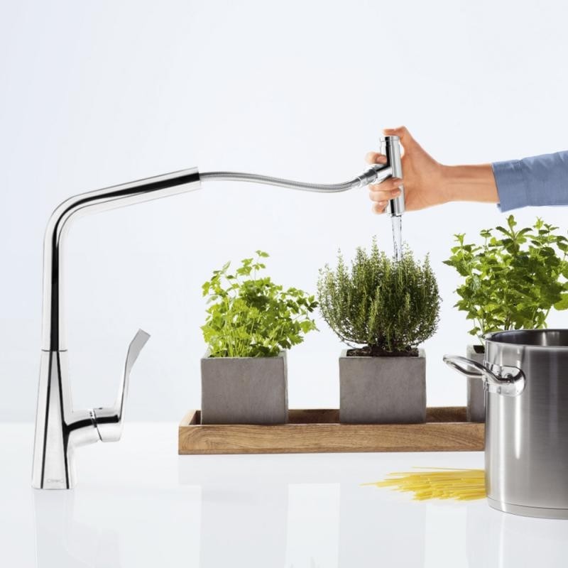 Hansgrohe Metris Select 320 Baterie chiuveta bucatarie cu dus extractibil