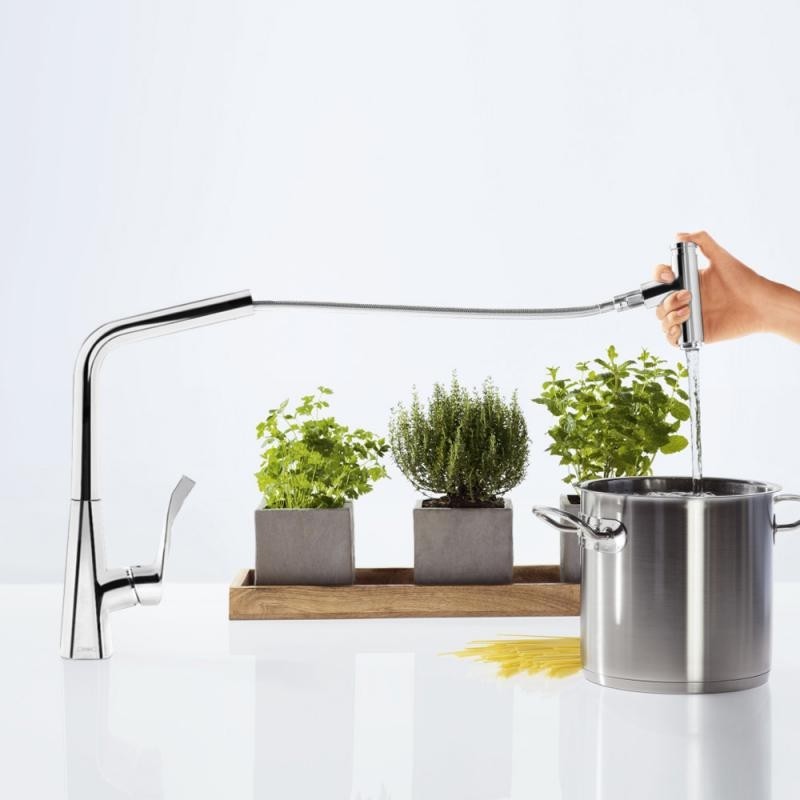 Hansgrohe Metris Select 320 Baterie chiuveta bucatarie cu dus extractibil