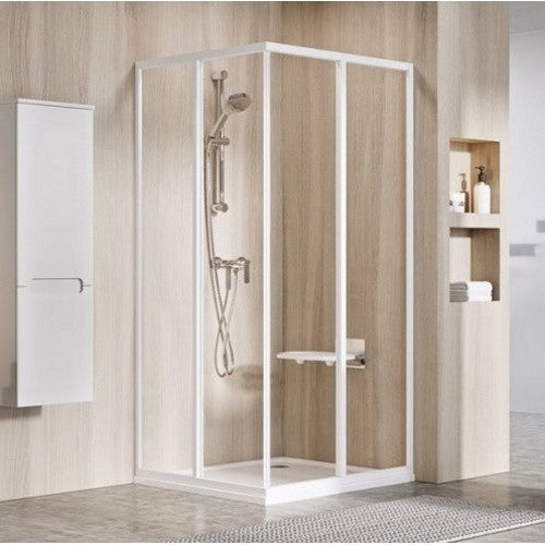 Cabina dus patrata cu usi glisante Ravak Supernova SRV2-S+SRV2-S 80x80 cm, profil alb