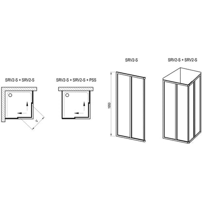 Cabina dus patrata cu usi glisante Ravak Supernova SRV2-S+SRV2-S 80x80 cm, profil alb
