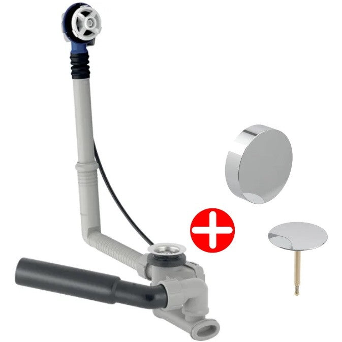 Geberit Set Sifon cu preaplin pentru cada cu actionare prin rotire L26 cm, crom lucios