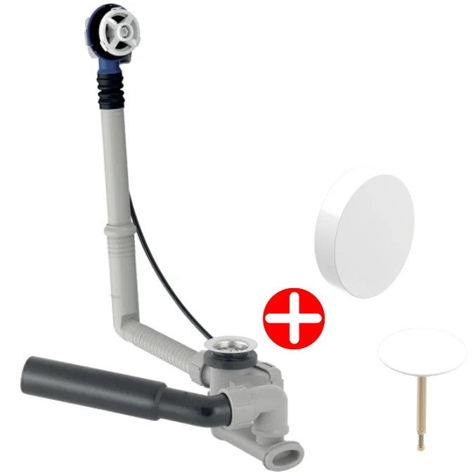 Geberit Set Sifon cu preaplin pentru cada cu actionare prin rotire L26 cm, alb