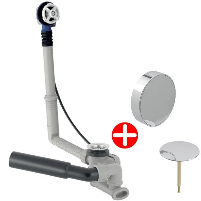 Geberit Set Sifon cu preaplin pentru cada cu actionare prin rotire L26 cm, crom