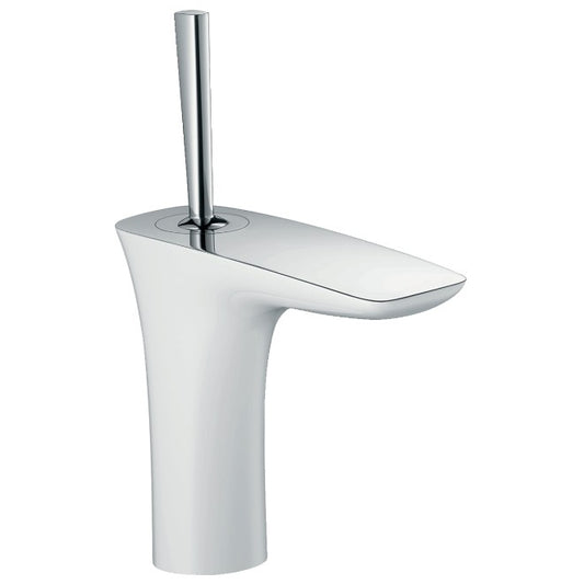 Baterie lavoar alb/crom Hansgrohe PuraVida 110, cu ventil pop-up