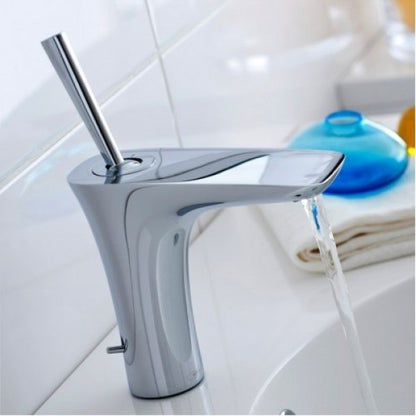 Baterie lavoar alb/crom Hansgrohe PuraVida 110, cu ventil pop-up
