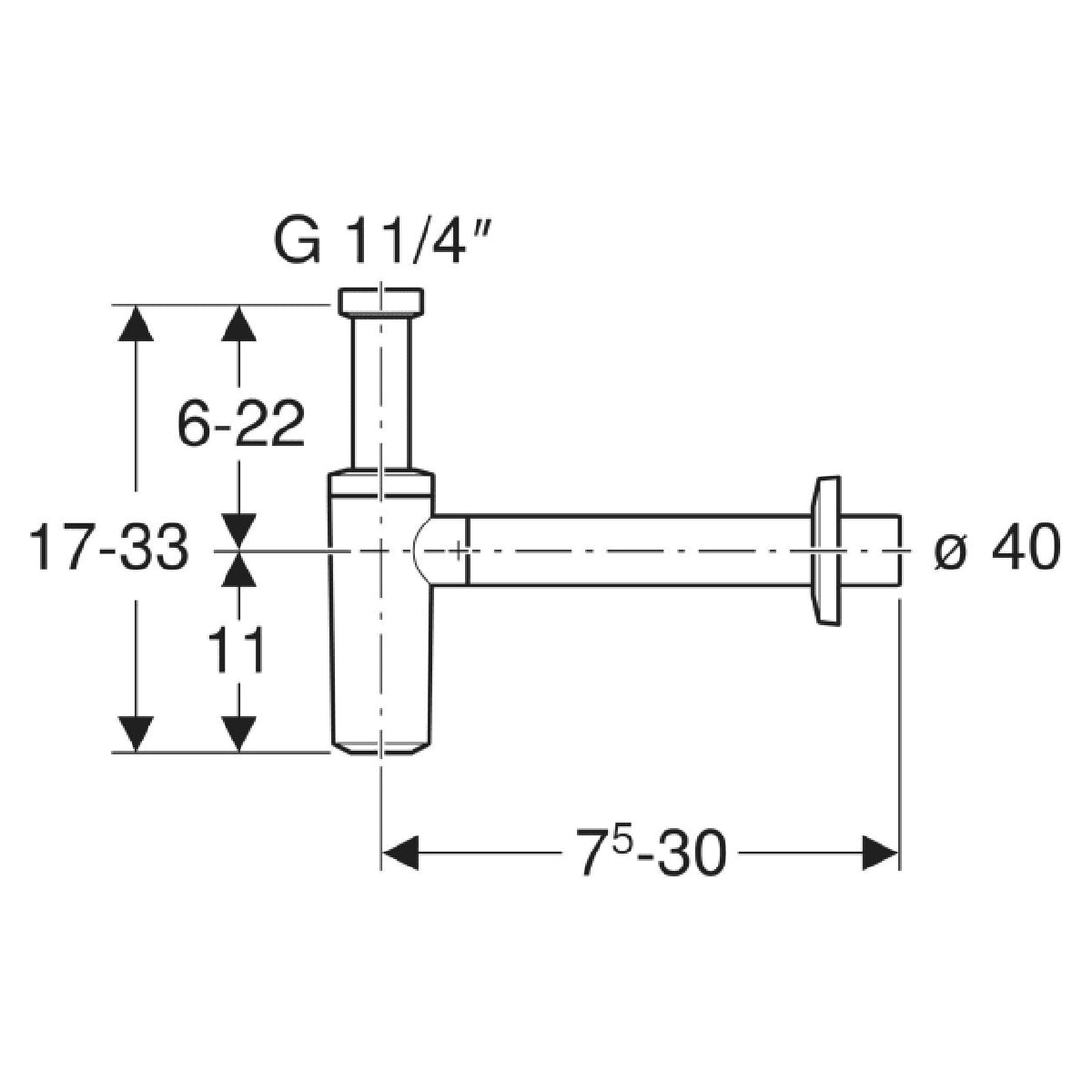 Geberit Sifon estetic pentru lavoar 1 1/4' Ø40 mm