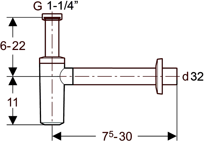 Geberit Sifon estetic pentru lavoar 1 1/4' Ø32 mm