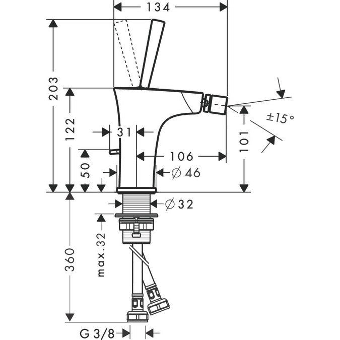 Hansgrohe PuraVida Baterie bideu monocomanda, crom