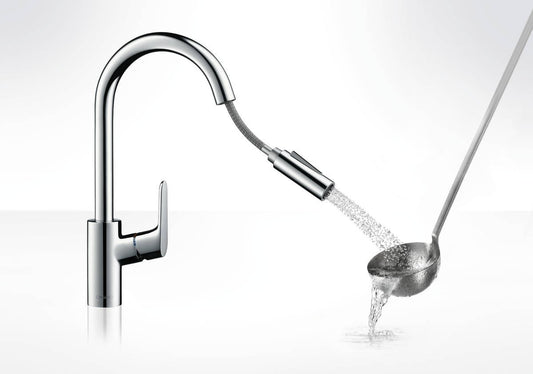 Hansgrohe Focus 240 Baterie chiuveta bucatarie cu dus extractibil, negru mat