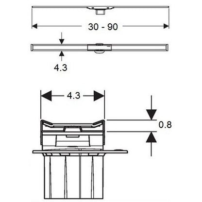 Grila ornament rigola dus Geberit CleanLine20 30-90 cm, inox mat/contur negru