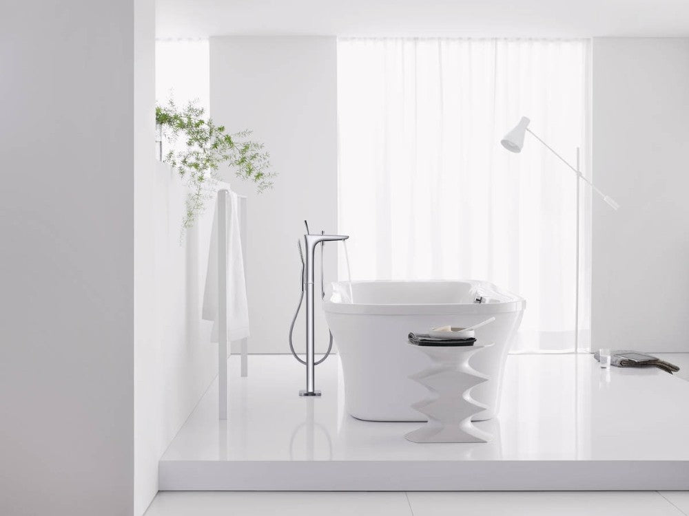 Hansgrohe PuraVida Baterie cada si dus monocomanda cu montaj pe pardoseala, crom
