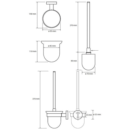 Bemeta Graphit Perie WC cu suport H37 cm, antracit