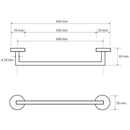 Bemeta Graphit Suport prosop baie tip bara 66 cm, antracit