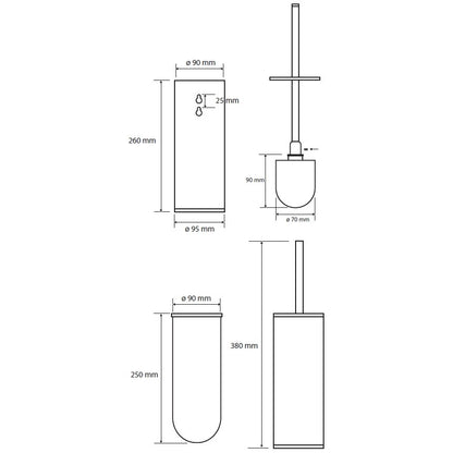 Bemeta Graphit Perie WC cu suport H38 mm, antracit