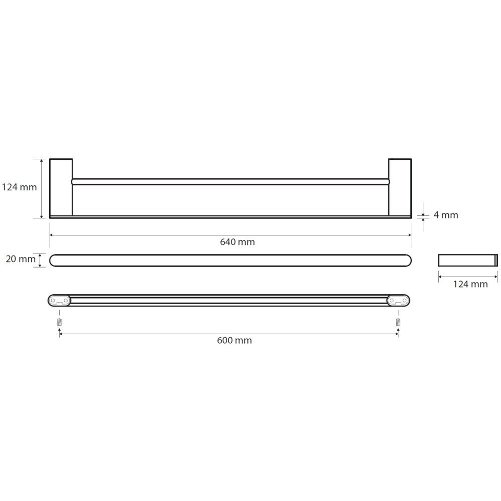 Bemeta Organic Suport prosop baie tip bara dubla 64 cm, inox