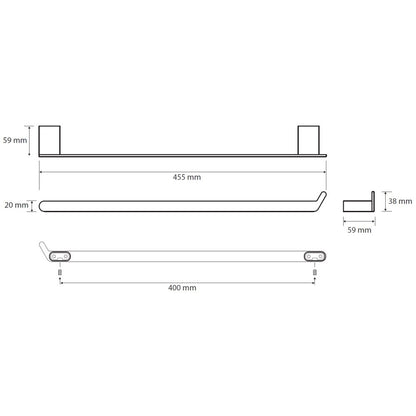 Bemeta Organic Suport prosop baie tip bara 46 cm, inox