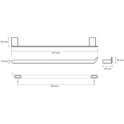 Bemeta Organic Suport prosop baie tip bara 56 cm, inox