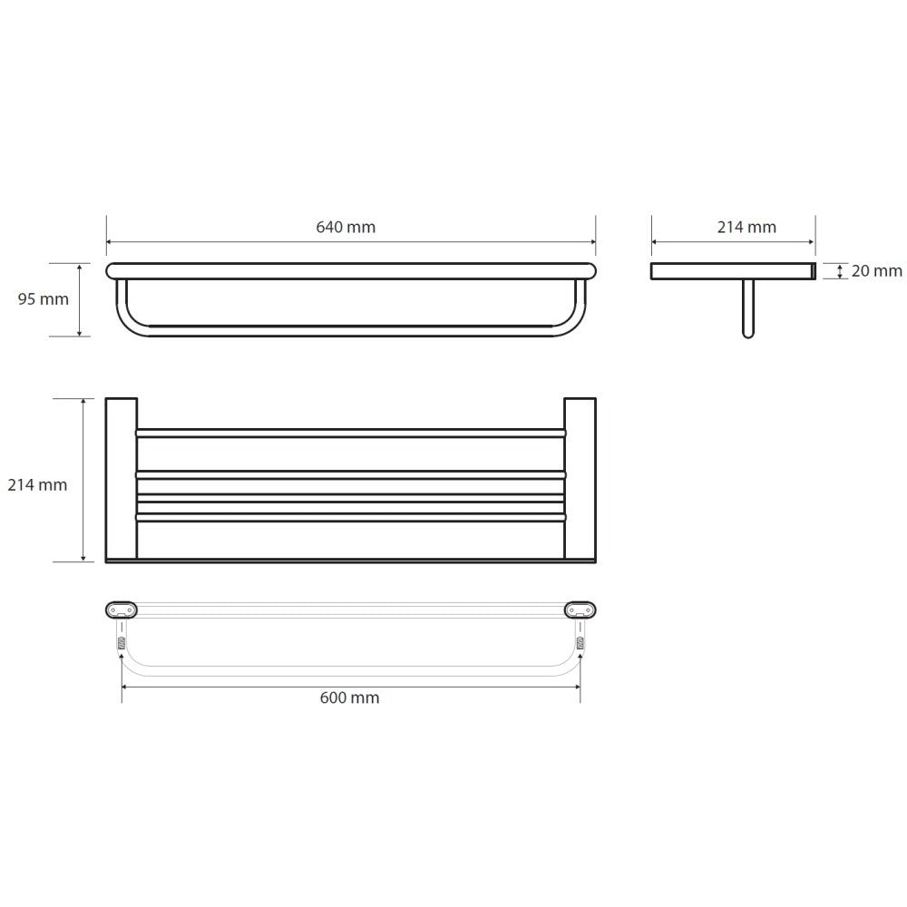 Bemeta Organic Raft (etajera) prosop baie cu bara 64 cm, inox mat