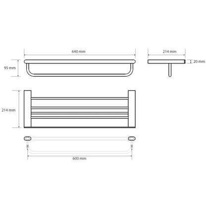 Bemeta Organic Raft (etajera) prosop baie cu bara 64 cm, inox mat