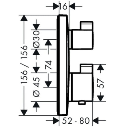 Hansgrohe Ecostat Square Baterie dus cu termostat pentru montaj incastrat, 2 iesiri, crom